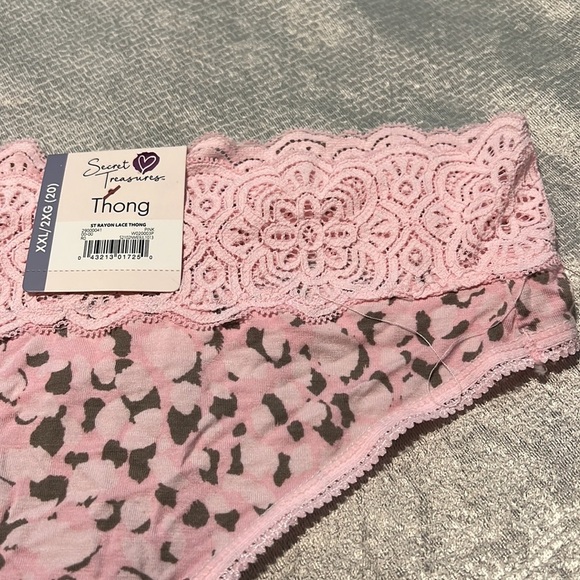 Secret Treasures Rayon Lace Thong Size XXL Pink - Picture 2 of 4